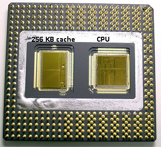 Picture of a pentium Pro CPU, 256KB cache model